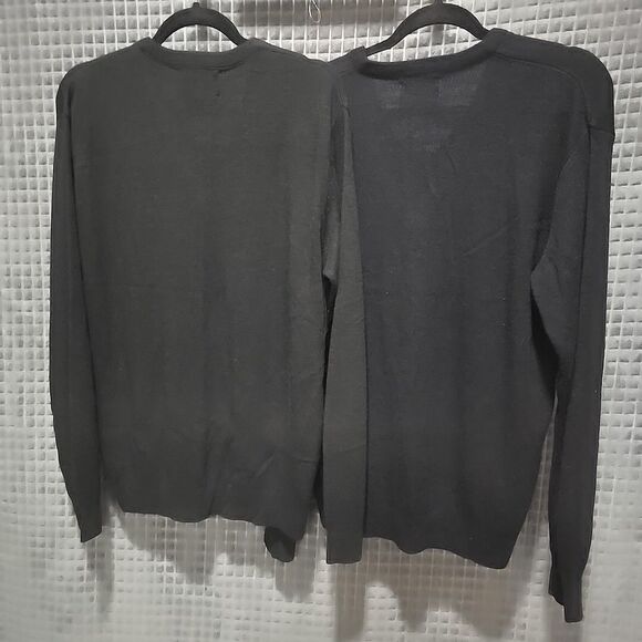 (2) Jantzen SOFT Mens Sweaters SzLg Lot VTG Black Navy Blue Career Casual Staple - Picture 7 of 16